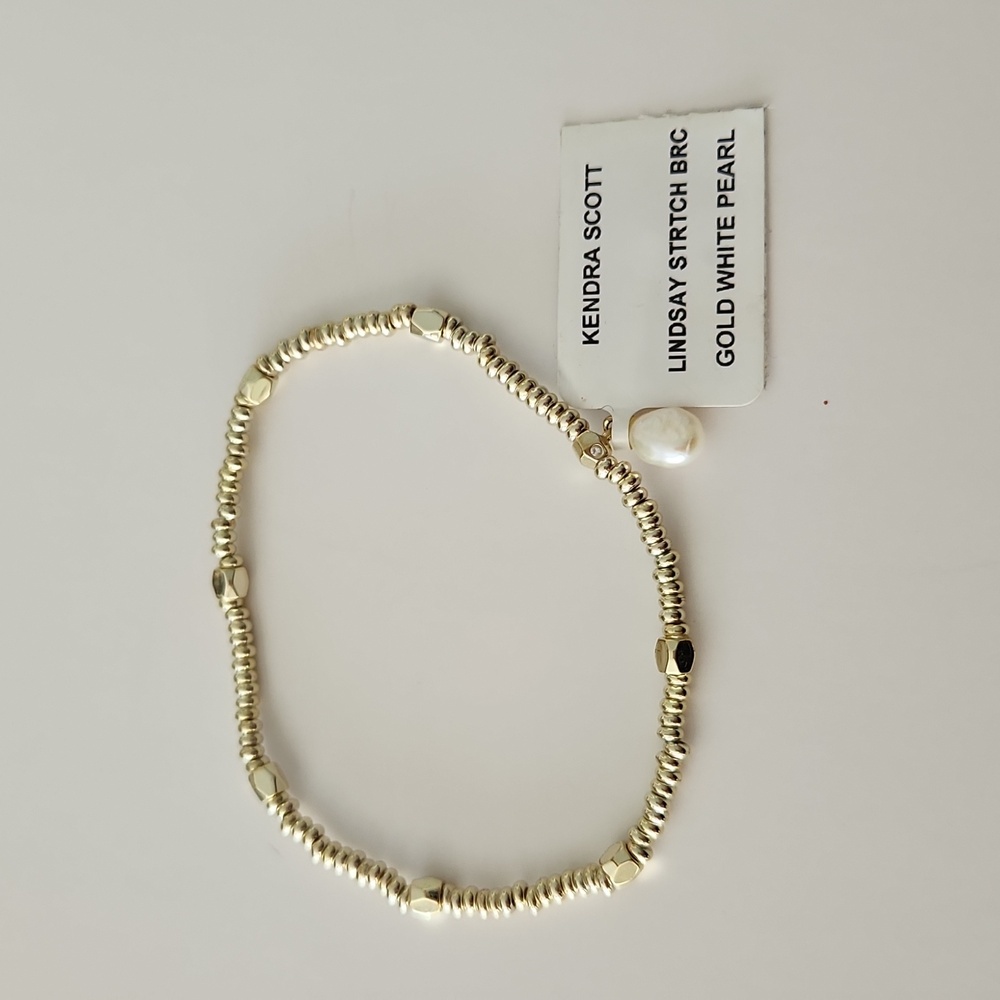 Kendra Scott NWT Lindsay stretch bracelet gold with white pearl